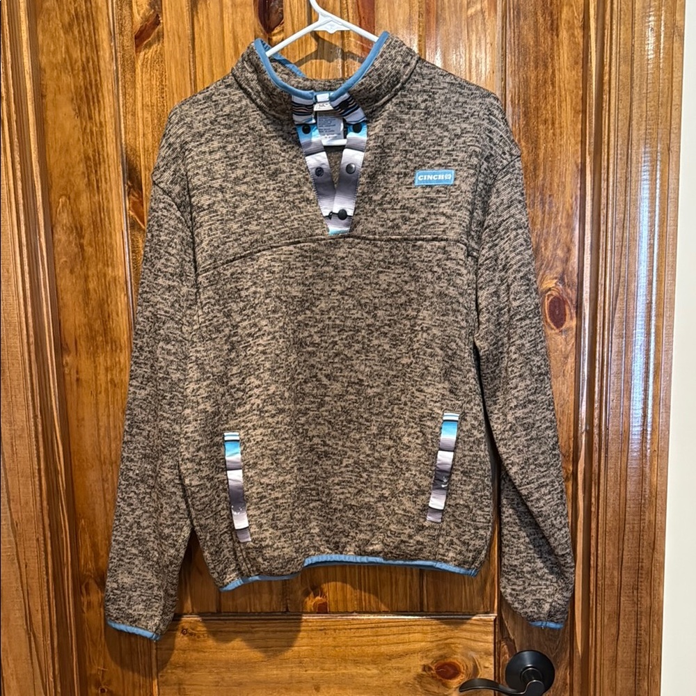 Cinch Men's Heathered Gray Zip-Up Sweater